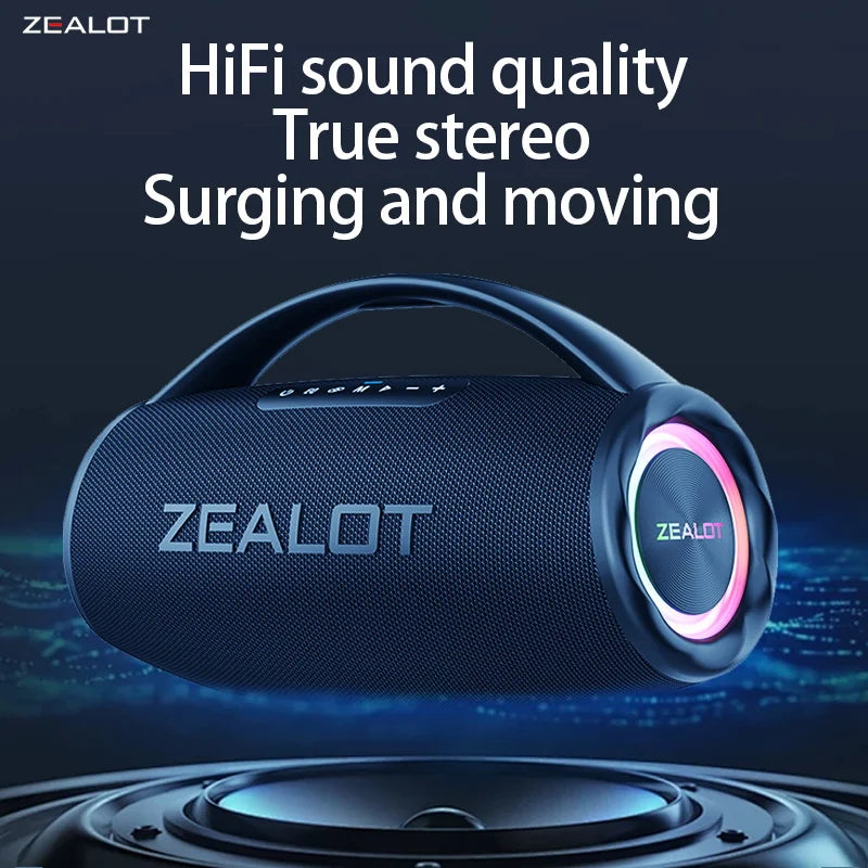 ZEALOT S97 80W Portable Bluetooth Speaker High Volume Waterproof 16000mAh Wireless TWS Subwoofer Suporrt USB/TF/AUX RGB Light.