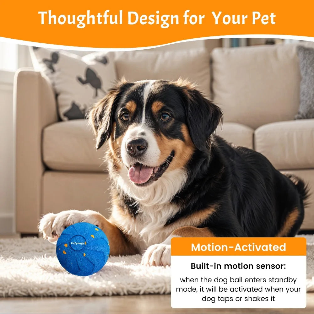 Bite Resistant Smart Dog Toy Ball Wear Resistant Durable Automatic Moving Ball Toy with Light USB Rechargeable Dog Bouncing Ball