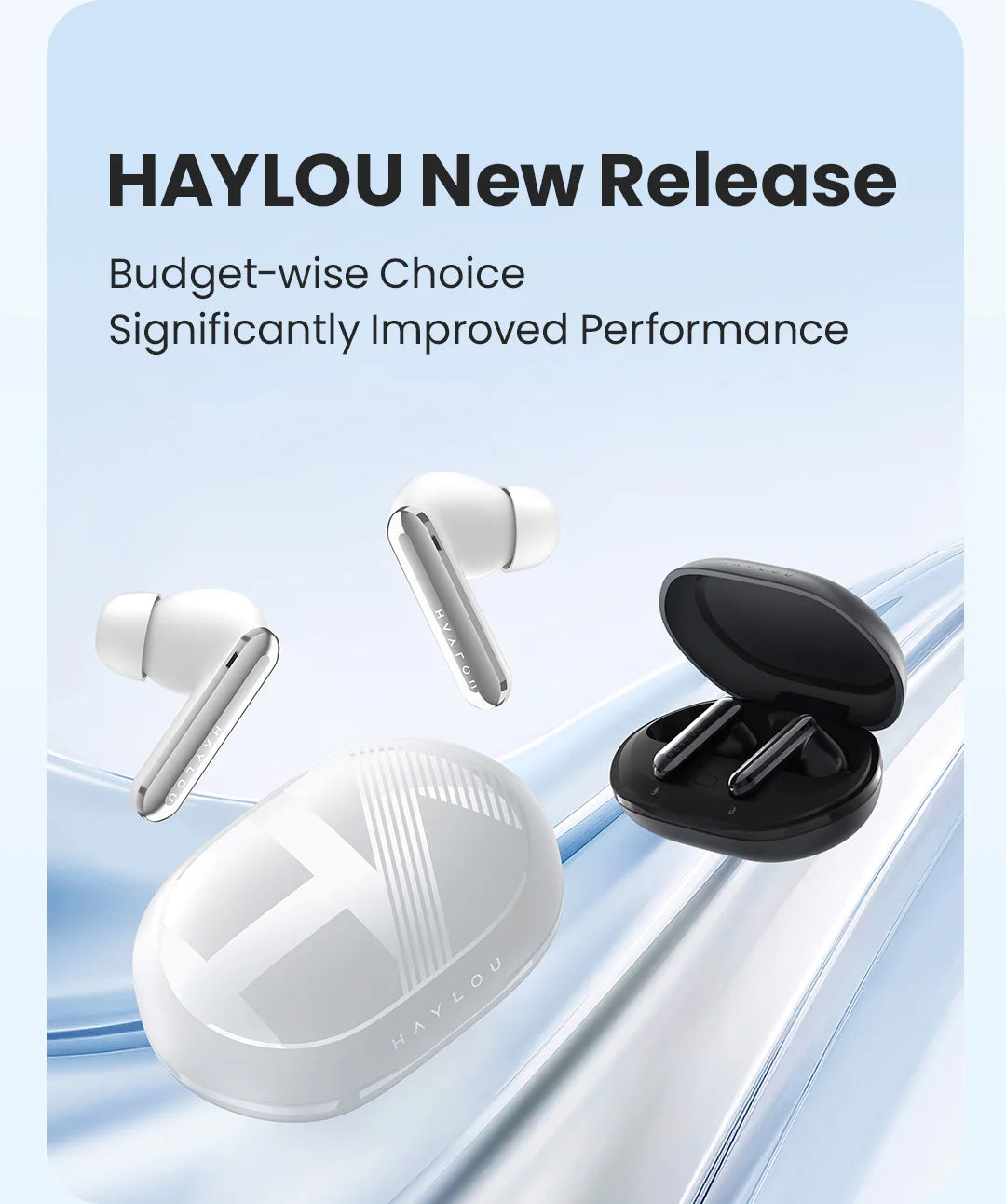 HAYLOU Mori Pro Bluetooth 5.4 Earphones Wireless 43dB Adaptive Hybrid ANC Hi-Res LDAC Earbuds 6 Mic Headphones 28H Battery Life