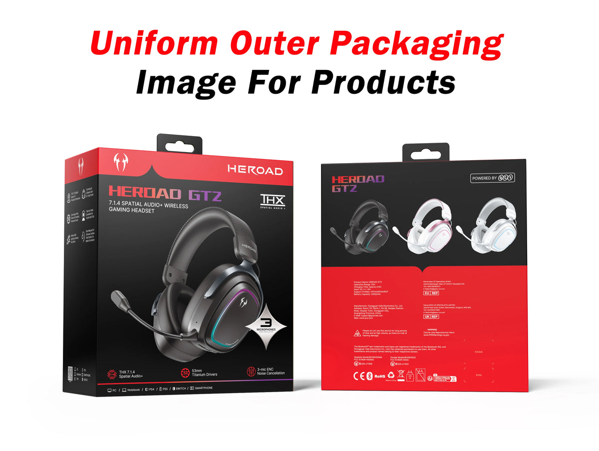 QCY Gaming Headset Heroad GT2 THX Spatial Audio+ 7.1.4 Tri-mode RGB 3-Mic ENC Over Ear Headphone for PC/PS4/PS5 Headset Gamer
