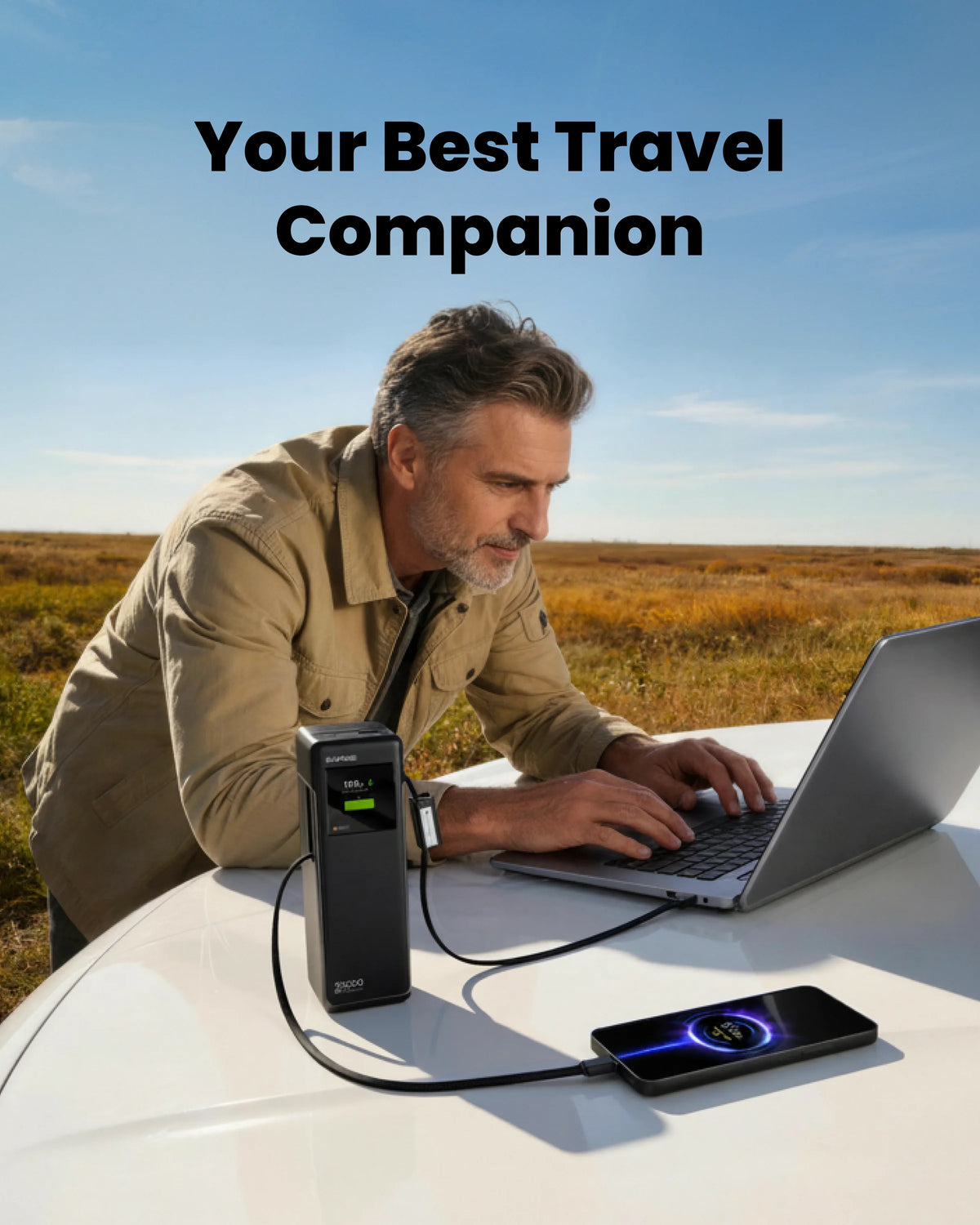 SHARGE 170W Laptop Power Bank 25000mAh Dual Built-in USB-C Cable Fast Charging Battery Pack for iPhone 17/16 Pro Max MacBook