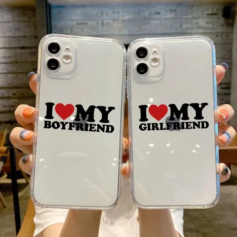 I Love My Boyfriend Girlfriend Couple Phone Case for iPhone 16 11 12 13 14 15 Pro Max Mini 7 8 Plus Paired Customized Soft Cover