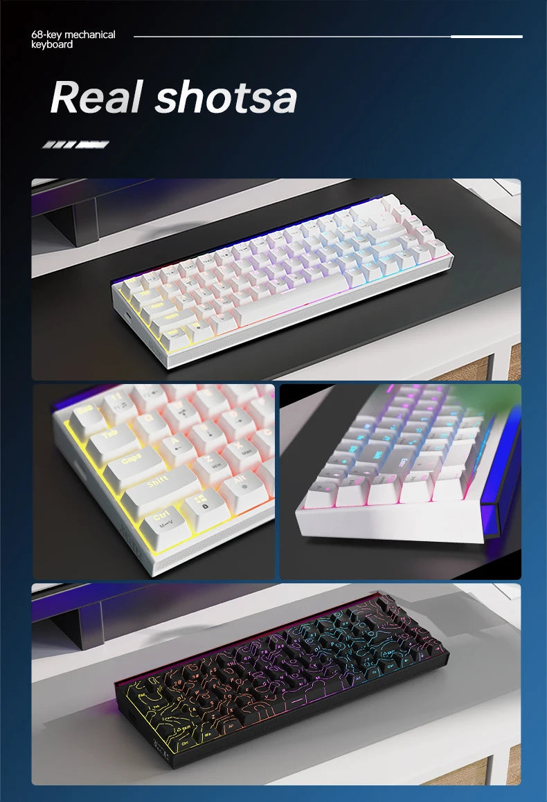 Mechanical Keyboard AJAZZ NK68 68-key hot-swappable gaming keyboard with RGB backlit keys ergonomic design and USB wired