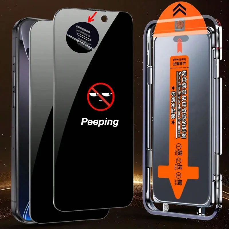 2Pcs Privacy Screen Protector For iPhone 17 16e 16 15 14 13 12 11 Pro Max Plus XS XR XsMax Waterproof Anti-Fingerprint Glass