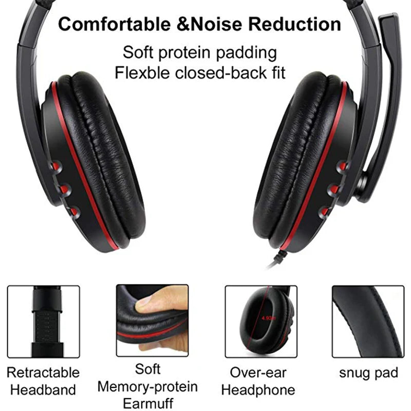 Headphones 3.5mm Wired Gaming Headset,Earphones Music For PS4,Game PC Chat Computer With Microphone