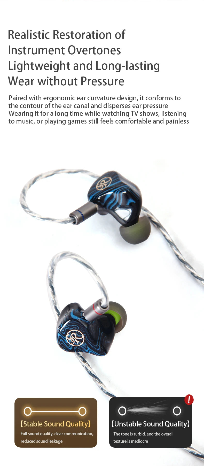 Sound Rhyme SR6 1DD + 2BA + 2PD+ 1BC Driver Multi-Driver In-Ear Monitor Hybrid Driver Wired Earphones with 2in1 Switchable cable