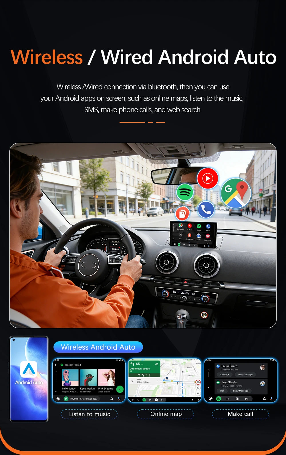 Sinairyu Wireless CarPlay Module Android Auto for Audi A3 S3 8V B9 MIB 2013-2020 Reverse Camera Car Play Functions