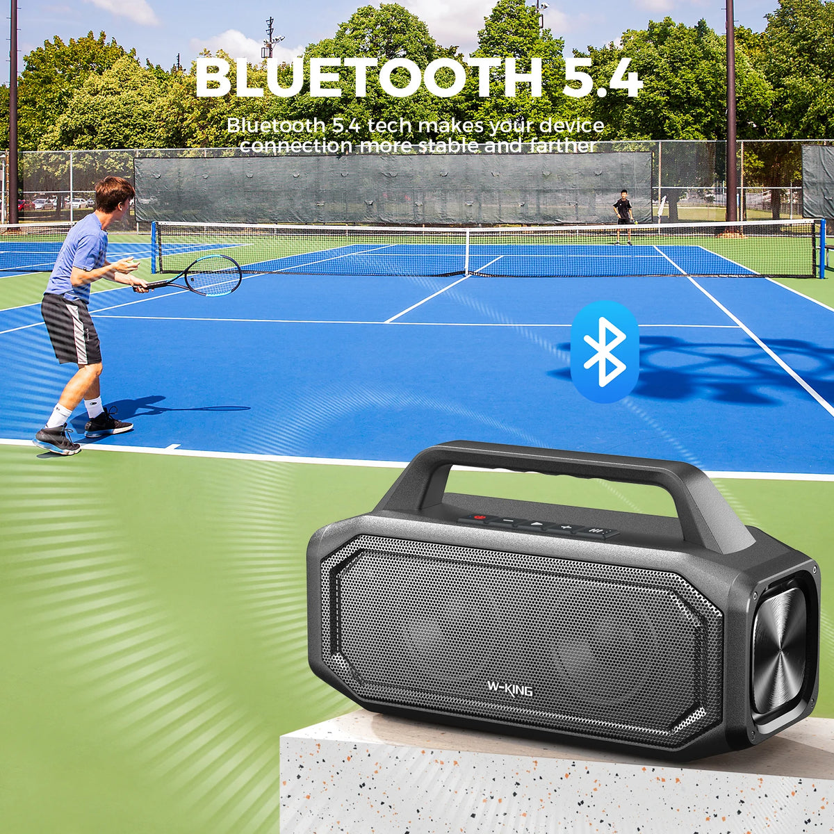 W-KING BT261-2 Bluetooth Wireless, 80W Portable Outdoor Speakers Loud with Bass Boost, Stereo Pairing, Reverse Charging, IPX6 Waterproof