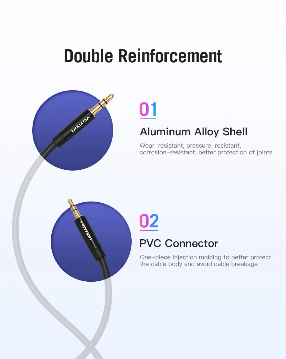 Vention Aux Cable 2.5mm to 3.5mm Audio Cable Jack 3.5 to 2.5 Male Aux Cable For Car Smartphone Speaker Headphone Mobile Phone