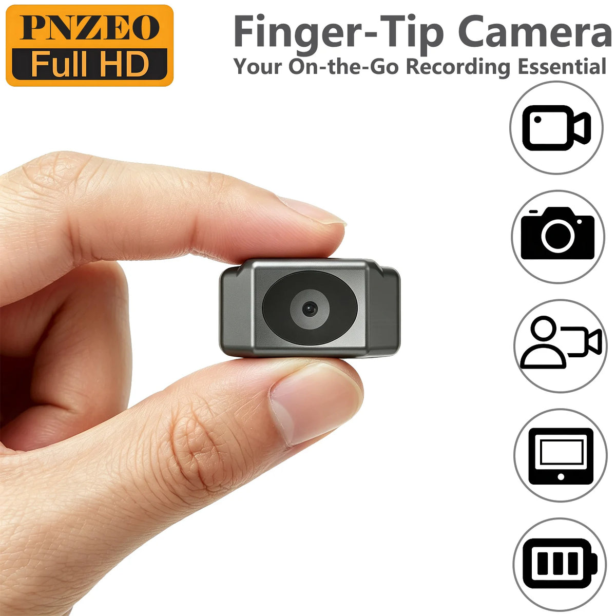 Finger-Tip Cameras, Compact Portable Action Cameras, With Display, Full HD Mini Pocket Vlogging Camera