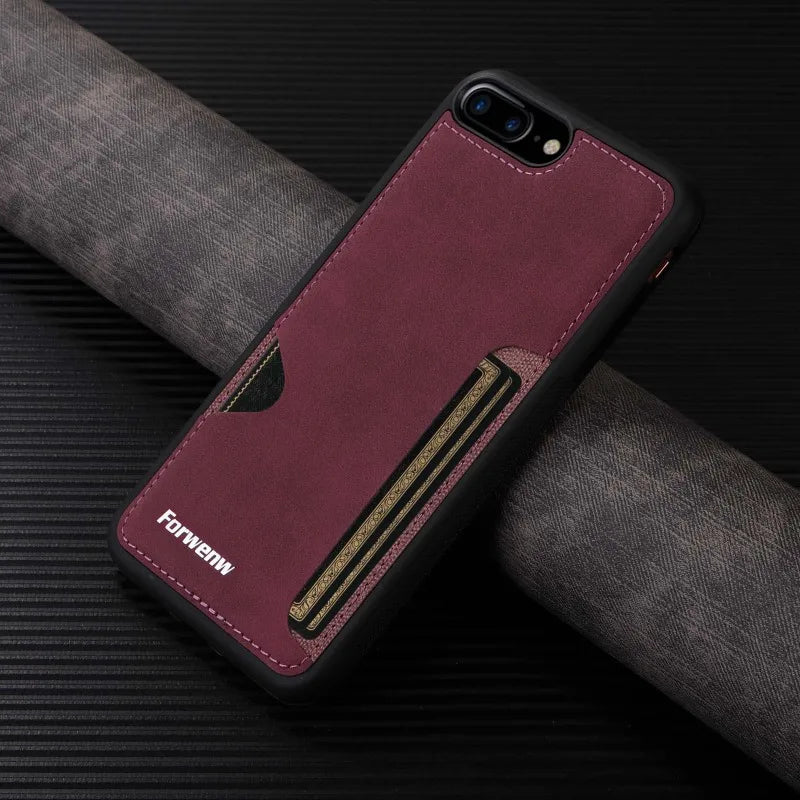 Retro Card Holder Phone Case for iPhone 18 17 16 15 14 13 12 11 Pro Max 17E Air XS XR SE 7 8 Plus Busines Wallet Leather Cover