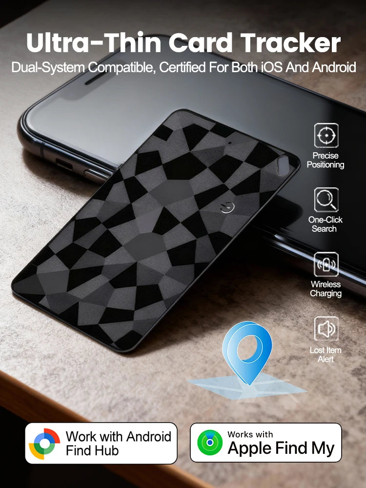 Smart Tag Wallet Tracker Card Dual System Anti-Lost GPS Tracker Item Finder Compatible With Google Find Hub & Apple Find My