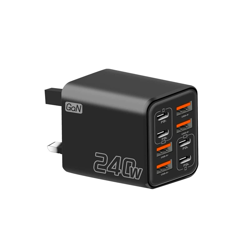 240W GaN USB C Charger 8 in 1 Fast Charging Phone Charger Power Adapter For iPhone Xiaomi Type C EU/US/UK Plug Wall Charger 2026