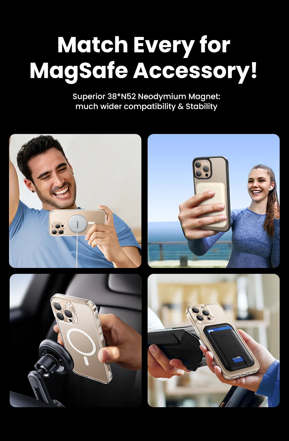 UGREEN Magnetic Case for iPhone 16 Pro Max Case Shockproof Cover for iPhone 15 14 13 Pro Max 14 Plus 16pro Macsafe TPU Cases