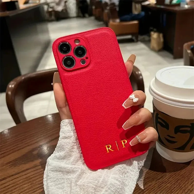 Personalised Custom Name Initial DIY Phone Case For iPhone 17 Pro Max 16e 16 15 14 13 12 11 Pro Max 16 Plus Xs Max Leather Cover