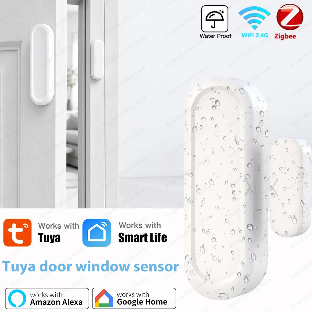 IP65 Tuya Zigbee WiFi Door Window Magnetic Sensor Wireless Connection Smart Home Protection Waterproof Door Detectors Automation