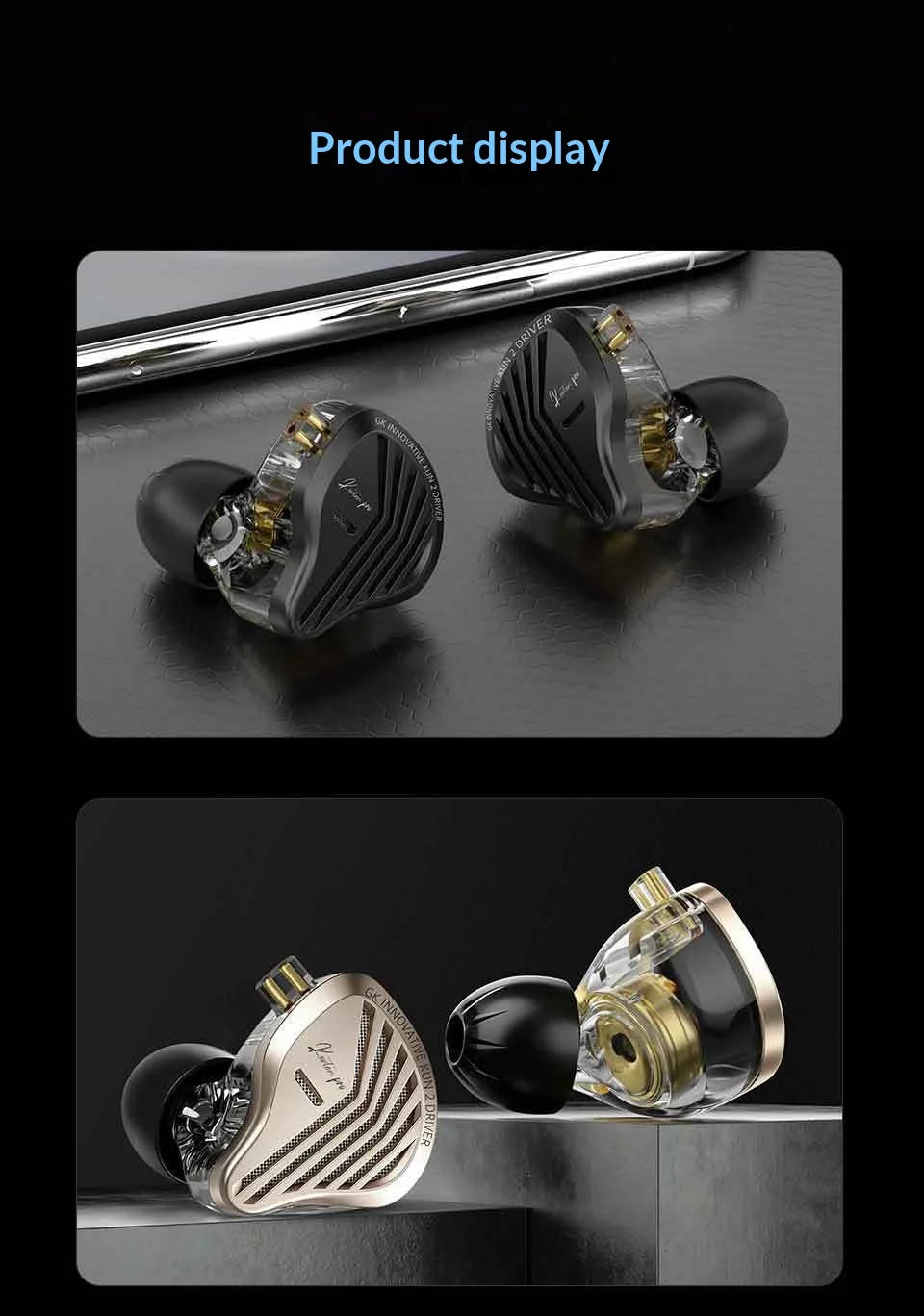 Genuine GK KUNTEN PRO HiFi In Ear Earphones Second Generation Dynamic Driver Long Stroke Bass Wired Headset For Music Audiophile