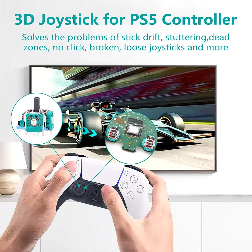 3D Analog Thumbsticks for PS5 DualSense Controller, 2K3 Ohm Joystick Repair Kit with Screwdriver, Drift Fix Replacement Parts