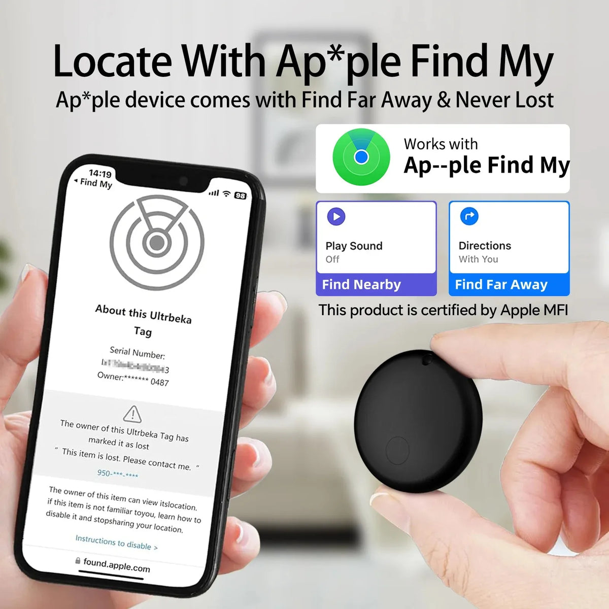 Bluetooth GPS Tag Compatible with Iphone Find My App Anti-lose Tracker Sound Locate Message Reminder Alarm Key Finder 1/2/4PCS