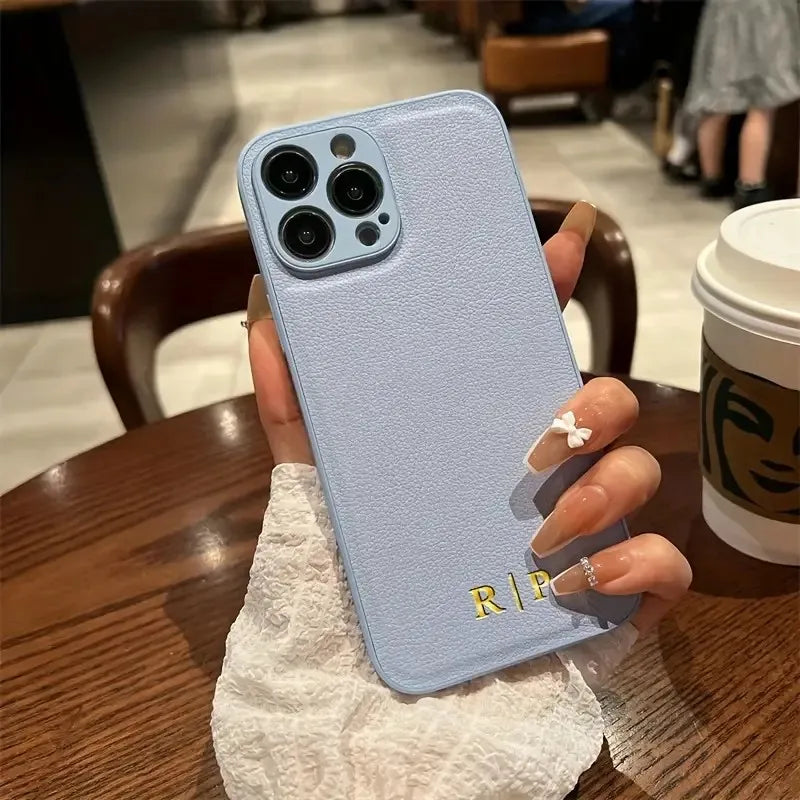 Personalised Custom Name Initial DIY Phone Case For iPhone 17 Pro Max 16e 16 15 14 13 12 11 Pro Max 16 Plus Xs Max Leather Cover