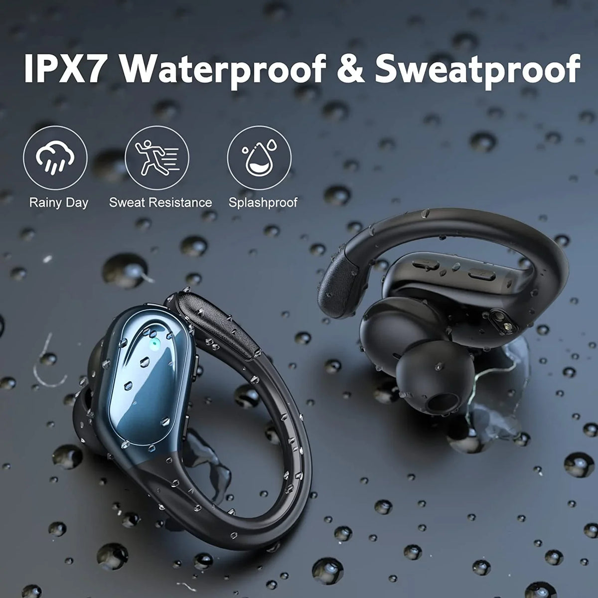 TWS Bluetooth 6.0 Earhook Earphone Sports Headsets Led Headphone Wireless Earbuds Noise Reduction Microphone 60H HiFi Music Time