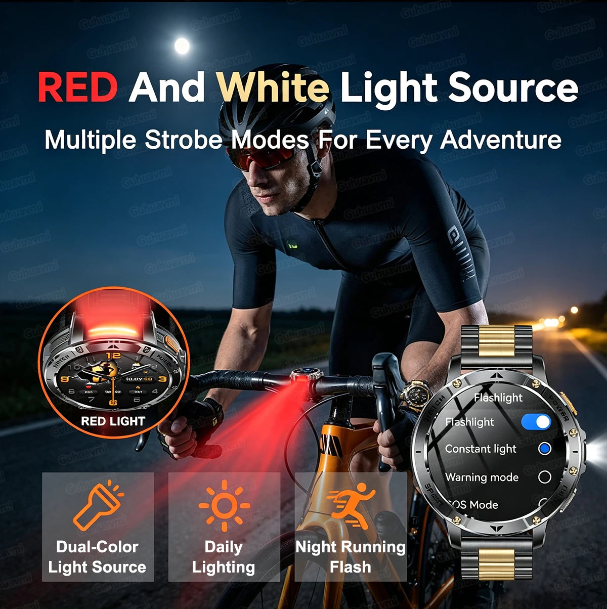 Ultra Large 1400mAh Battery Sport Smartwatch 1.7” Heart Rate Tactical Strong Flashlight 5ATM Waterproof Call Smart Watch For Men