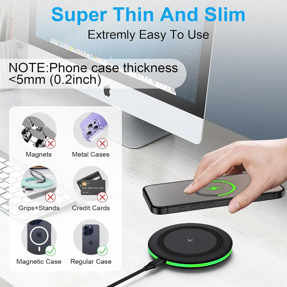 30W Wireless Charger LED Phone Charger Stand Suitable for IPhone17 -12 Pro Max 8 - Fast Charging Base for Xiaomi Samsung S25 26