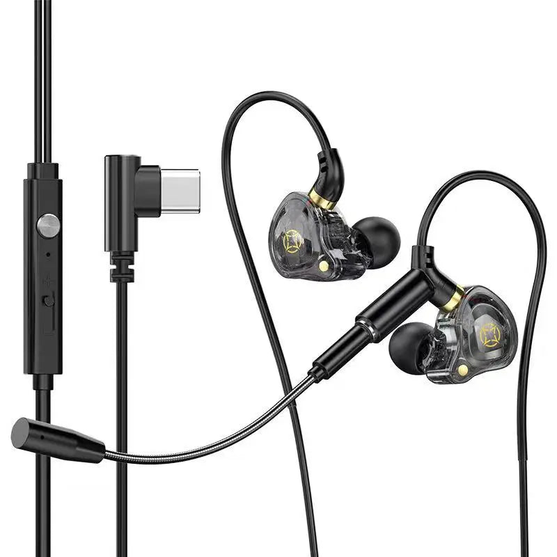 KCKZ Dual Microphone Type-C Phone USB Computer Delta Gaming Earphones Wired Dual Plug Earphones