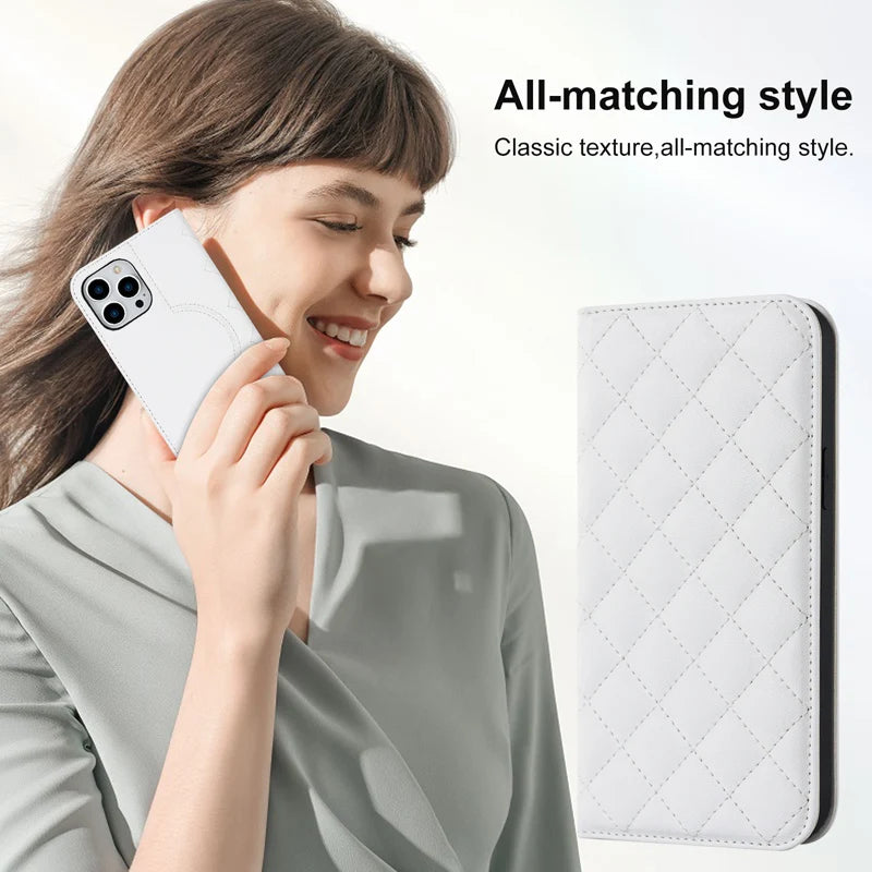 For Magsafe Wallet Leather Flip Case For iPhone 12 13 14 15 16 Pro Max mini Magnetic Wireless Charging Book Folio Cover