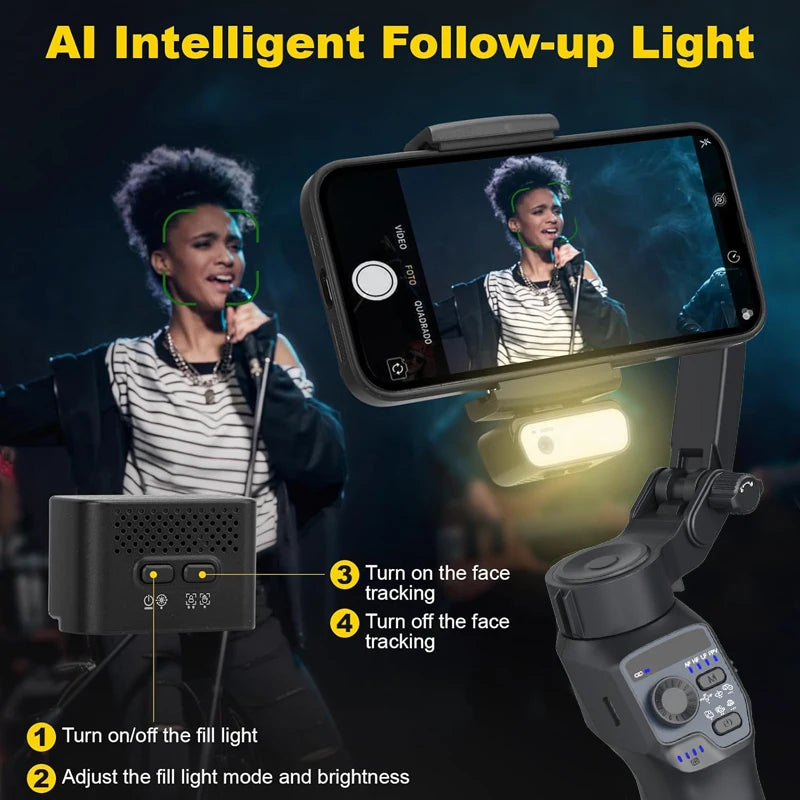 Mobile gimbal stabilizer ,Phone Stabilizer for Video Recording with Face/Object Tracking,3-Axis Gimbal for Android,iPhone