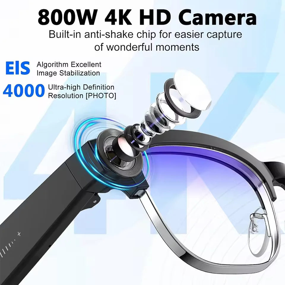 2026 New HD 800W Pixel Smart Glasses with Camera 1080P Video Recording WIFI ChatGPT Translation Music Call Earphones Sunglasses