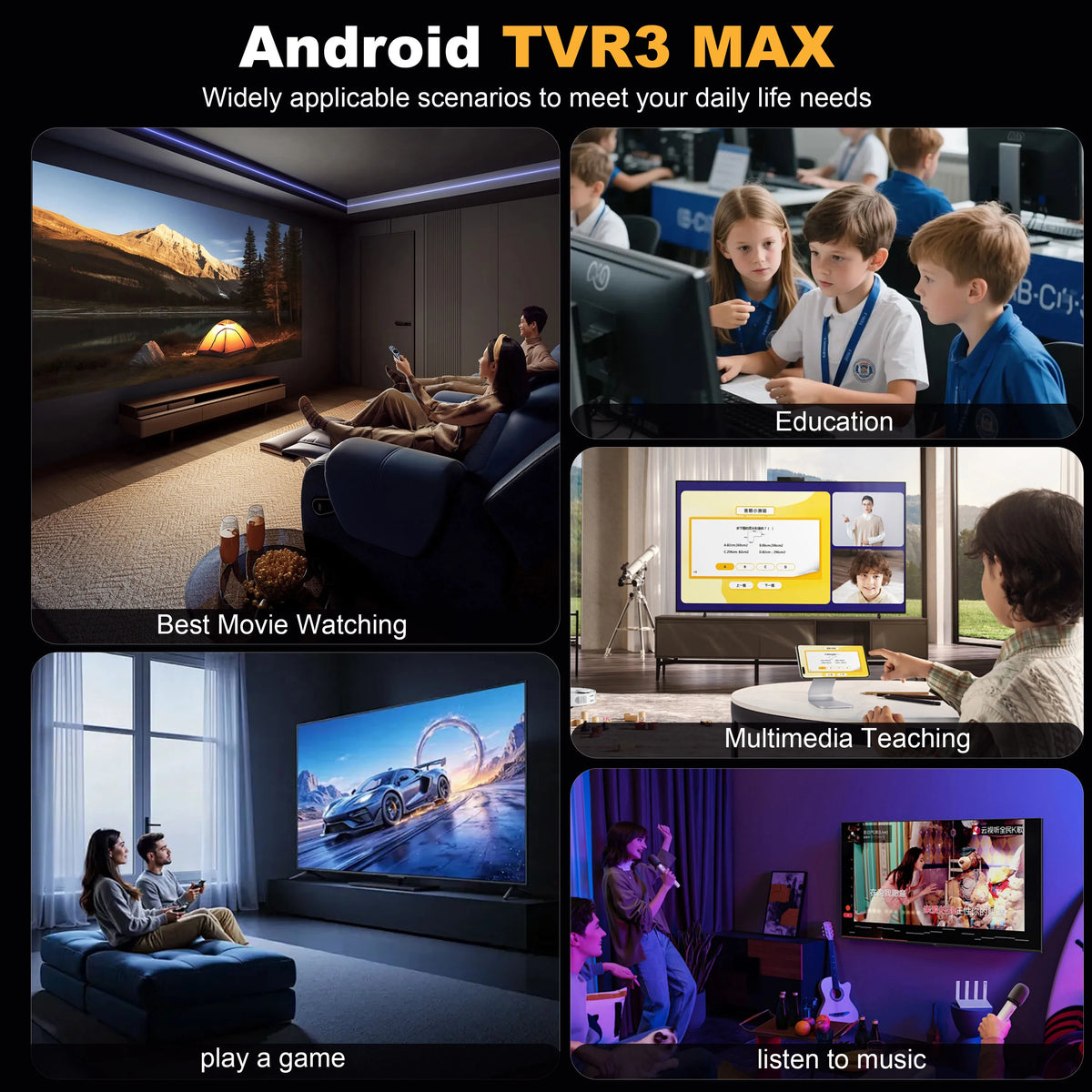 TVR3 Max TV Stick 8+128GB Android 14 Smart 4K H.265 Decode Player Dual WiFi Quad-Core Supports Netflix & YouTube Home Theater