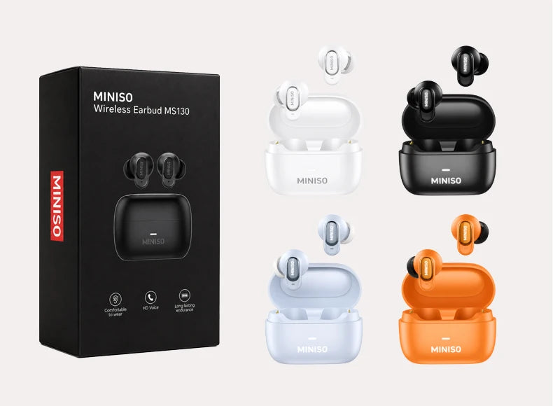 MINISO MS130 Wireless Bluetooth Earphones ENC Soft Wireless Headphones Sport Low Latency Comfort In-Ear Earbuds Macaron Travel