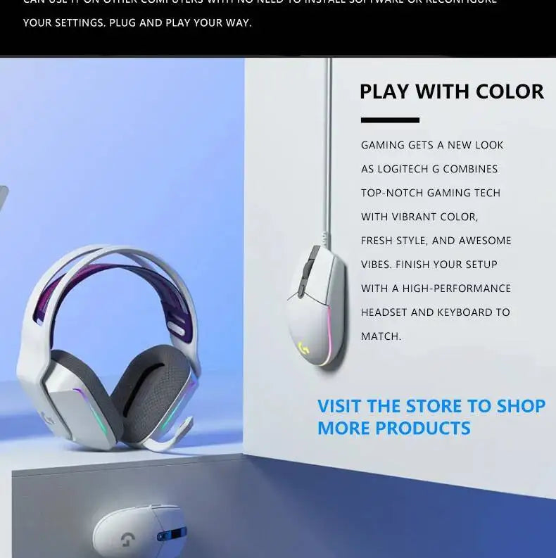 Logitech G203 Prodigy Wired Gaming Mouse 8000 DPI RGB Lighting 6 Buttons On-Board Memory 2.1m Cable Windows ChromeOS