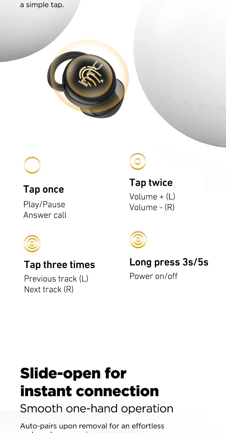 HTC NE91 Wireless Bluetooth Earbuds Noise Cancelling Headphones for Office Nap Work Break Comfortable Lightweight Sleep Earbuds
