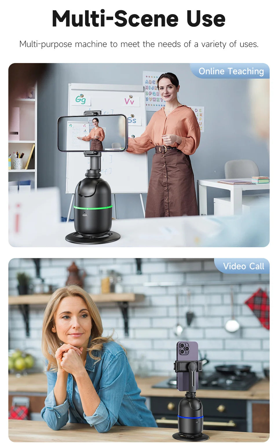 Selfie Stick Stabilizer 360° Auto Face Tracking AI Gimbal All-in-One Desktop Phone Holder Tripod for Smartphone Video Vlog Live