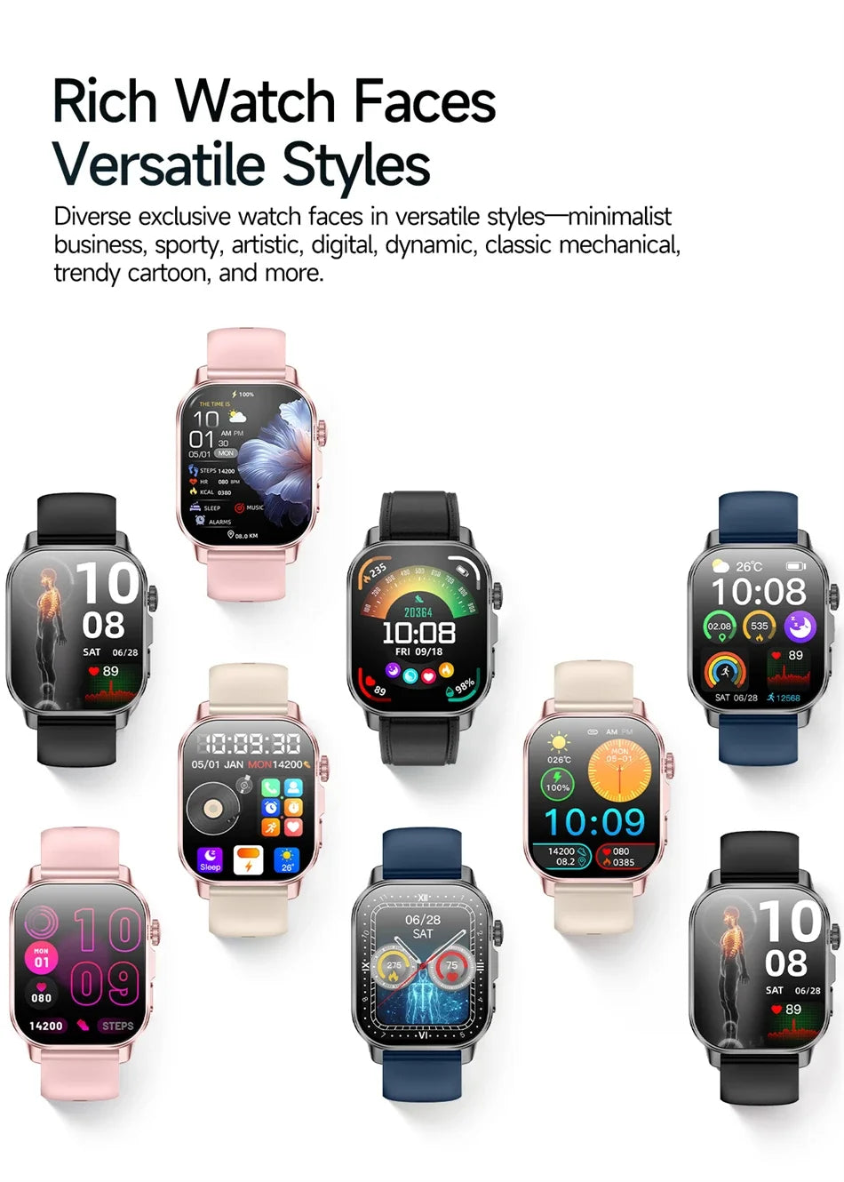 2026 New Professional-Grade Health Smart Watch Men ECG BP HR Uric Acid Lipid BMI Body Analysis Bluetooth Call Smartwatch Women