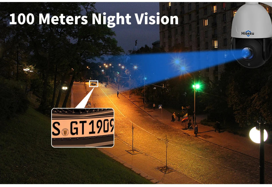 Hiseeu 8MP PTZ POE Camera 30X Optical Zoom Outdoor 2-Way Audio Color Night Vision Street Surveillance IP Camera IP66 Waterproof