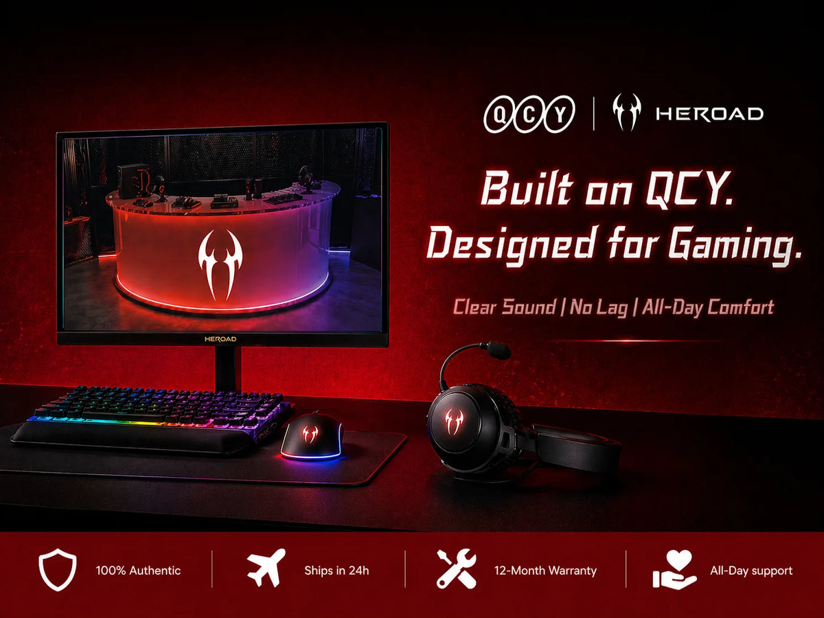 QCY Gaming Headset Heroad GT2 THX Spatial Audio+ 7.1.4 Tri-mode RGB 3-Mic ENC Over Ear Headphone for PC/PS4/PS5 Headset Gamer