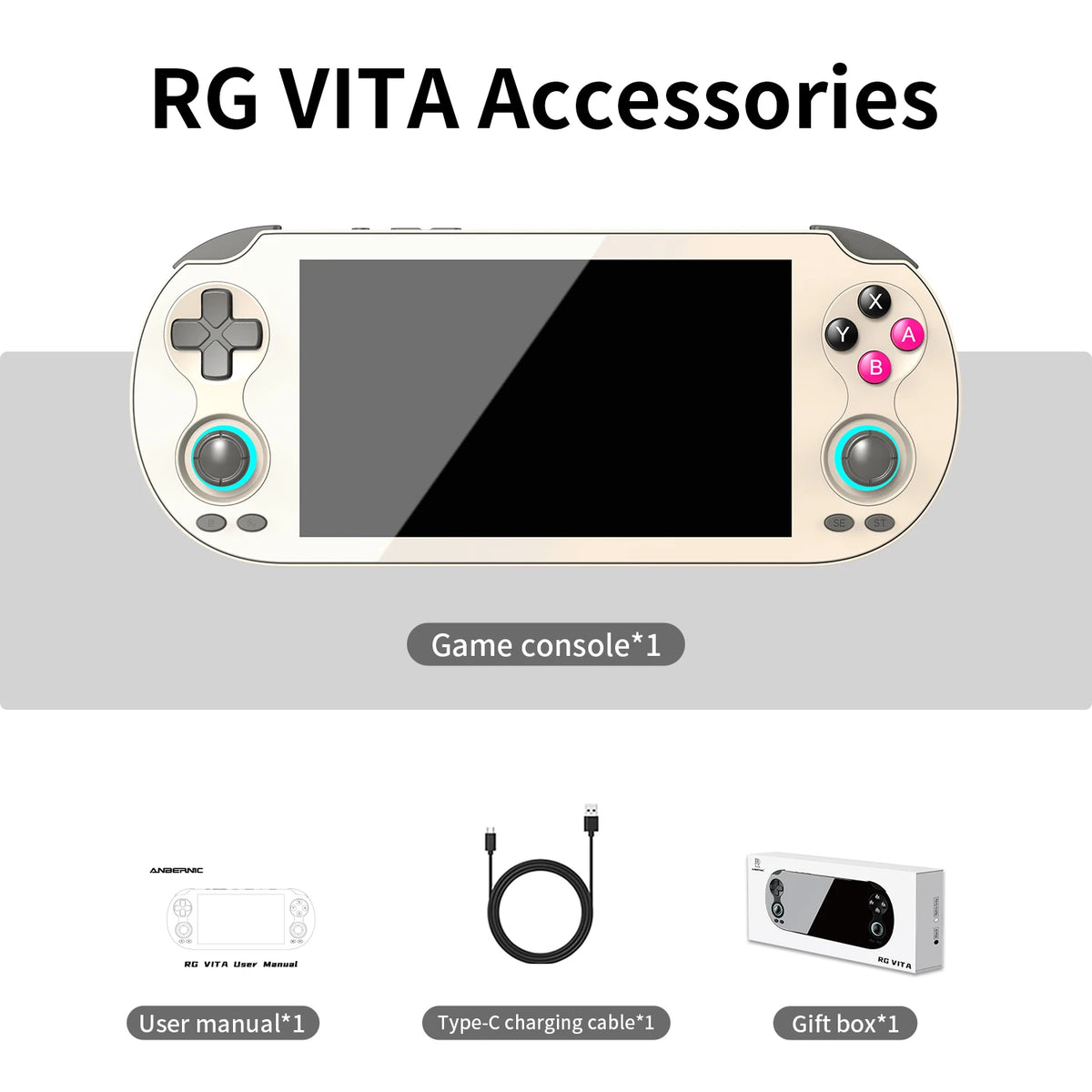 ANBERNIC RG VITA Handheld Game Console IPS Touchscreen 5000mAh Video Gaming Player Supports AI Streaming RixelHK