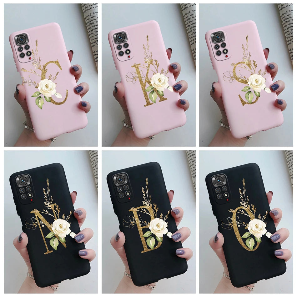 For Xiaomi Redmi Note 11 Pro Case Luxury Custom Name Letter Alphabet Phone Case For Xiaomi Redmi Note 11 11S Note11 Pro 5G Cover