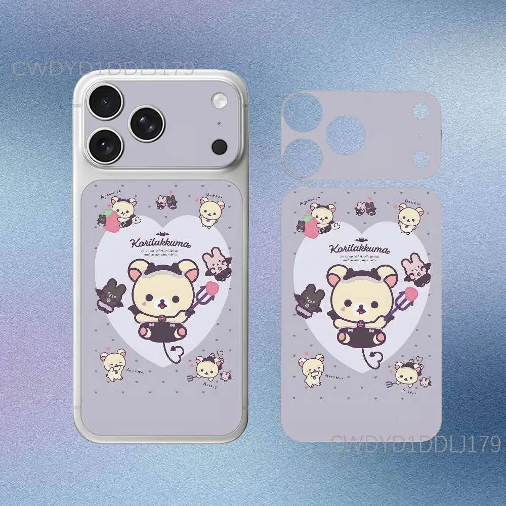 Cute R-Rilakkuma Bear For iPhone 17 Pro 17 Pro Max Full Body Back Cover Decal Skin 3D Colorful Rear Protective Sticker Film