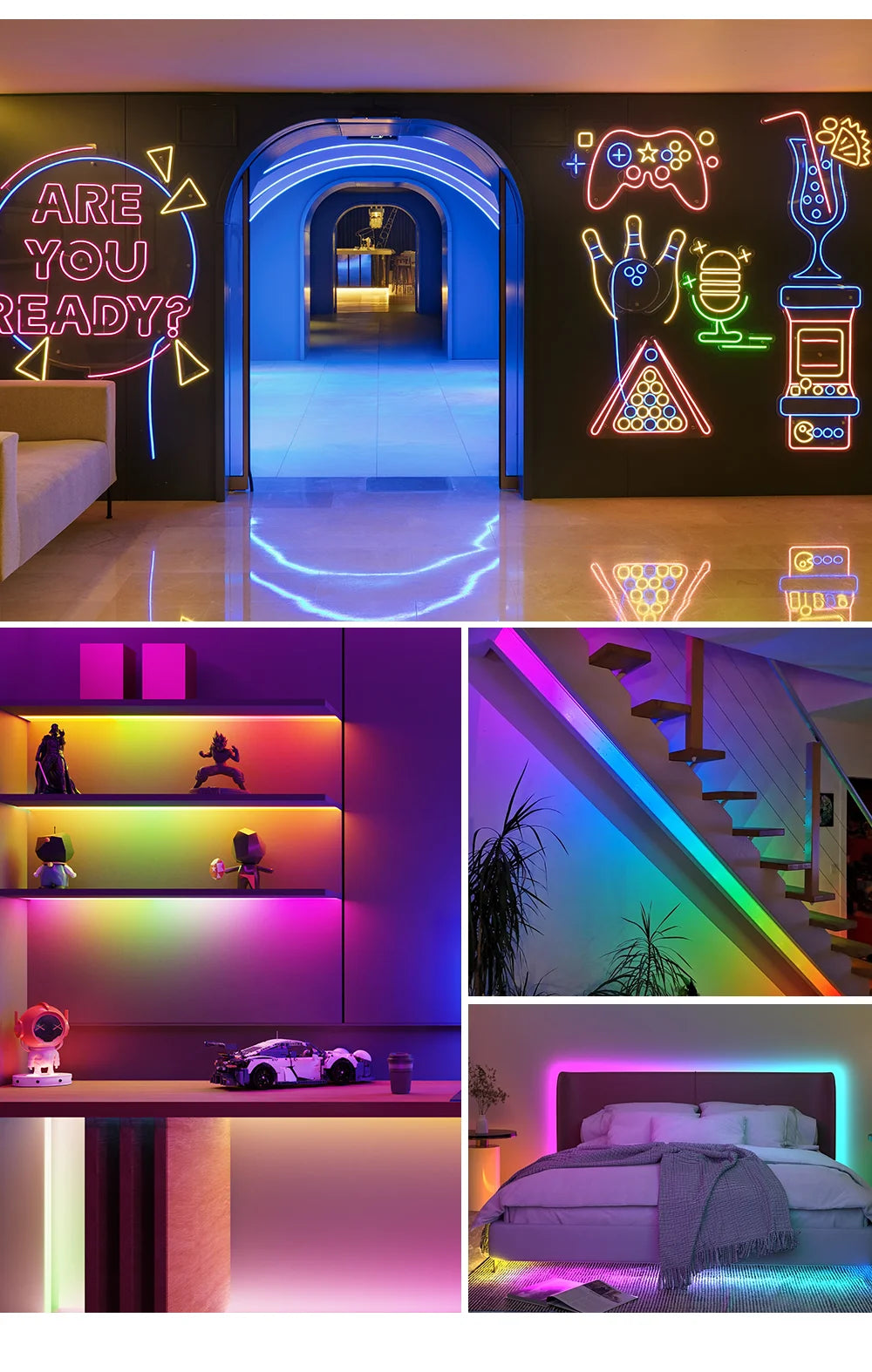 WS2812B WS2811 DC5V Round Reticulate Pattern Neon LED Strip 50Leds/m 360 Degree Smart RGBIC Flexible Silicone Light Tape IP67