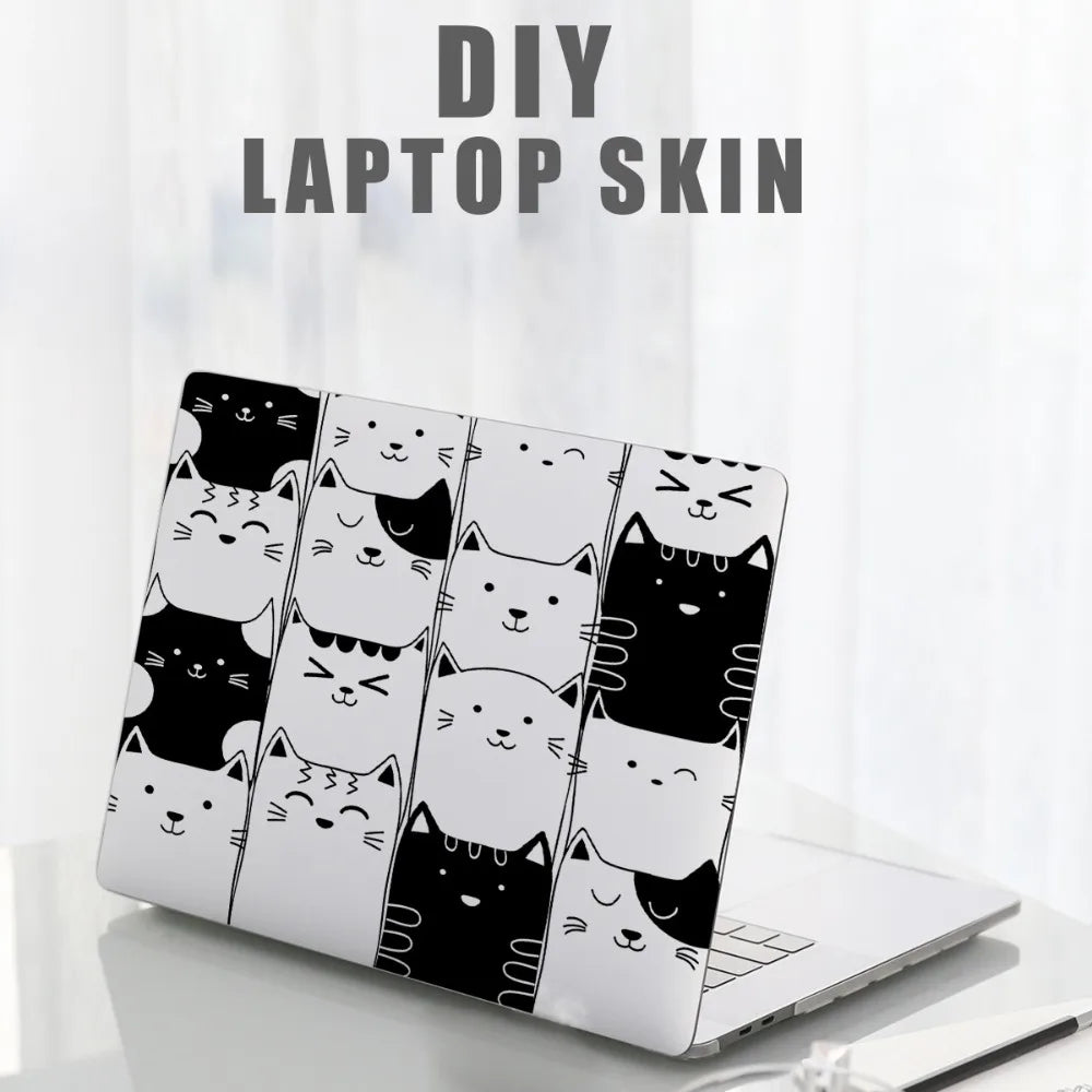DIY 15inch Laptop Stickers Skins Cute Cat A+C Side Notebook Computer Cover Skin for Macbook /HP / Dell / Lenovo / Acer / ASUS