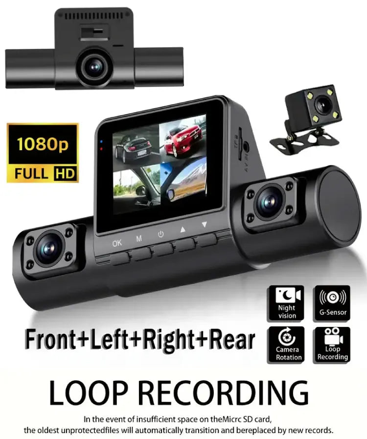 HD1080P 4channels Dashcam 2inch IPS Car Camera Night Vision Recording Auto DVR Loop Dash Recorder Vehicle Accessories