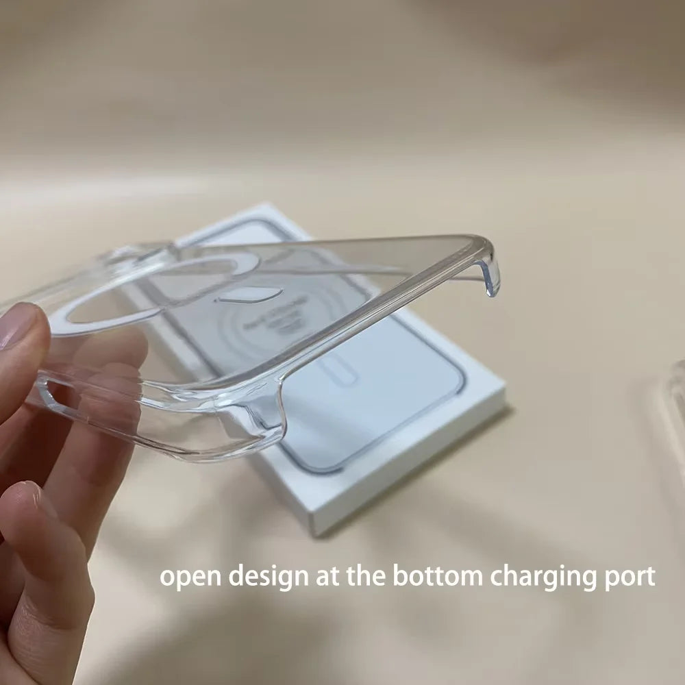 Original Clear Magnetic Phone Case For iPhone 18 17 Pro Max 16 15 14 Plus 13 12 Mini For Magsafe Wireless Charging Protect Cover