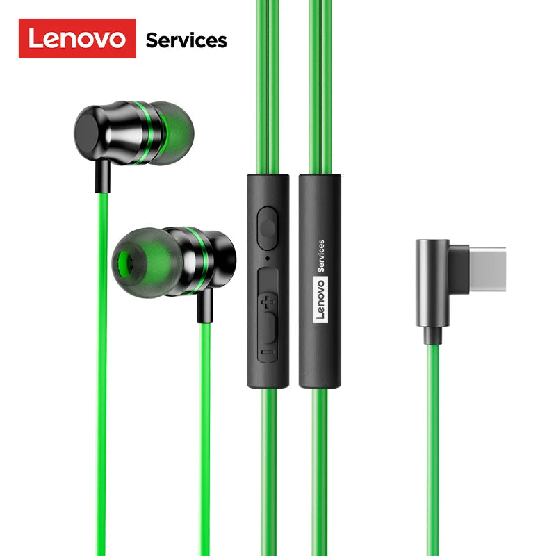 Lenovo YF38 Wired Earphones Type-C/3.5mm Gaming Headphones HiFi-level Dynamic Sound Ultra-low Latency Earbuds W Mic Tangle-Free