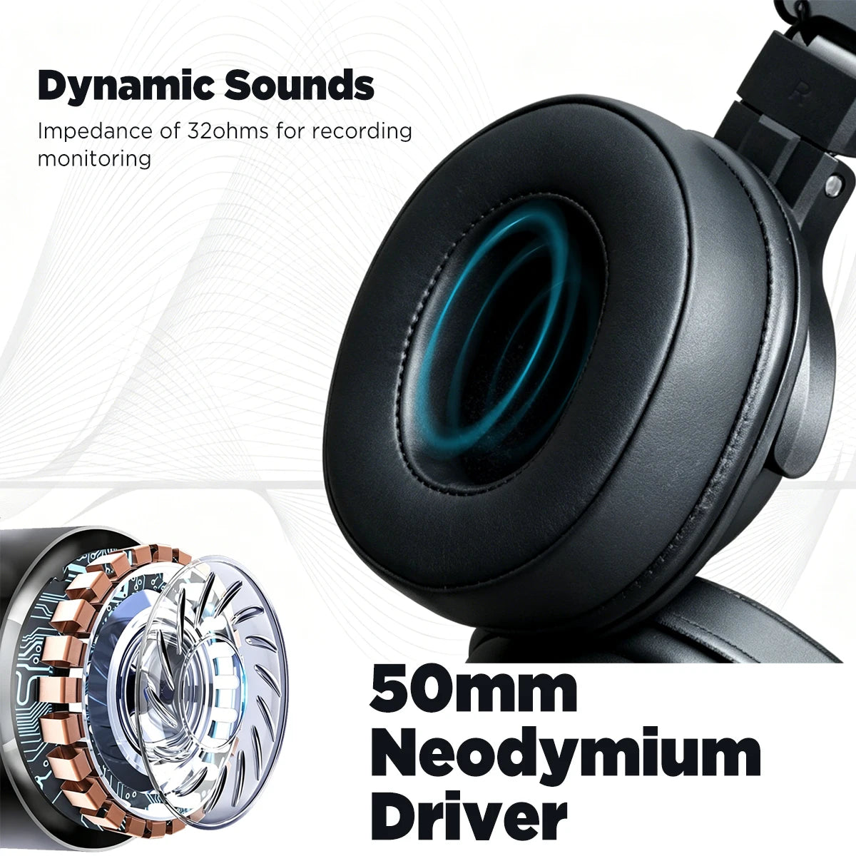 DMH10 Over-Ear Studio Monitor Headphones, Electric Drum Stereo Headphone for Drummers, with Deep Bass, Noise Isolation, 3m Cable