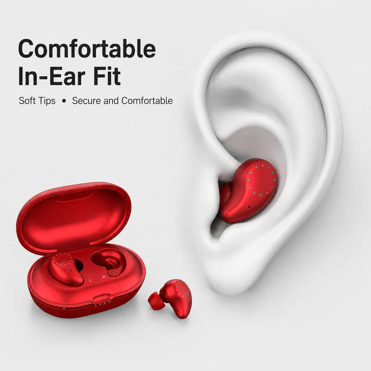 TWS earbuds Mini Invisible Hi-Fi Wireless Earphones, 10mm Driver, DSP Noise Reduction, 56H Long Battery Life, Touch Control