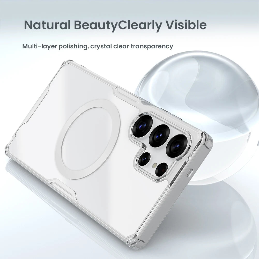 Nillkin For Samsung Galaxy 26 Ultra S26+ S26 Plus S25 Ultra S24 Ultra Nature Pro Magnetic Transparent TPU Frame Cover Phone Case